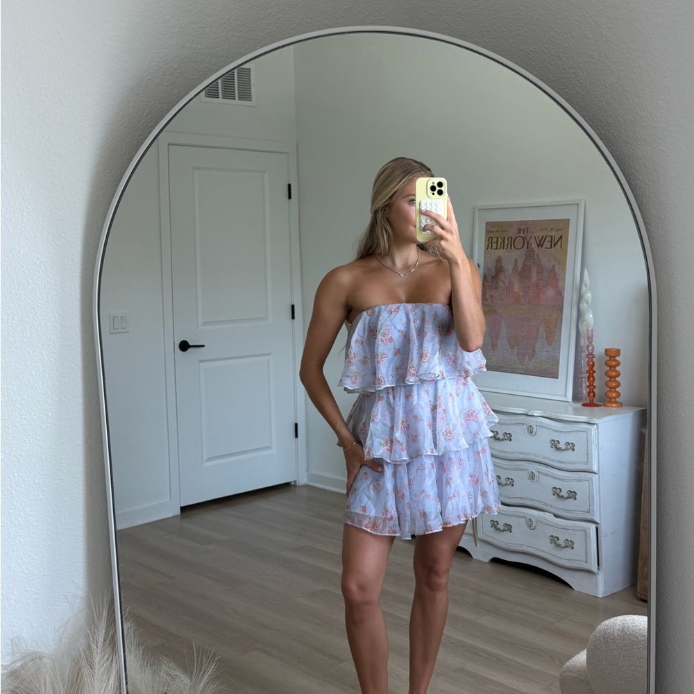 Abercrombie Floral Strapless Ruffle Dress